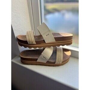 REEF Women’s Vista Hi Platform Sandals in Brown & Ivory Size 10